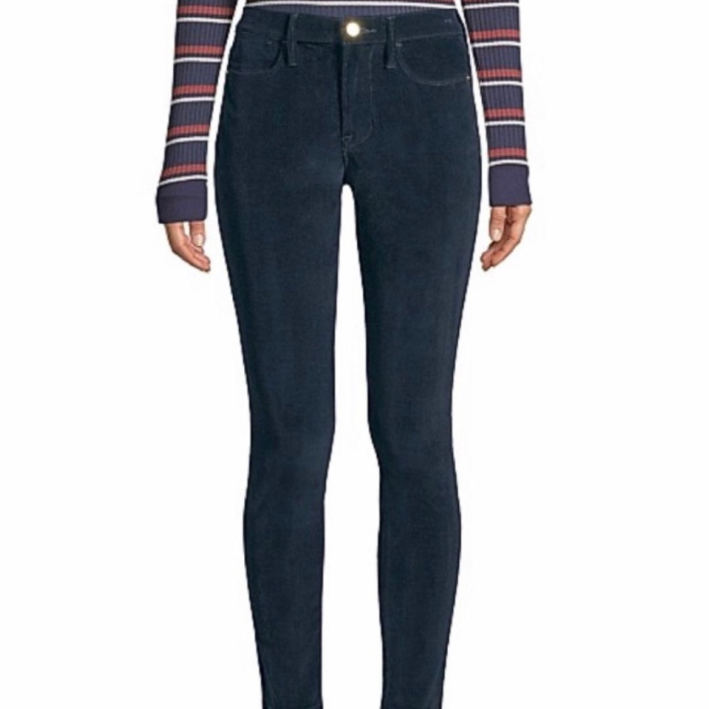 Cords! FRAME Le High Skinny in Navy Corduroy
